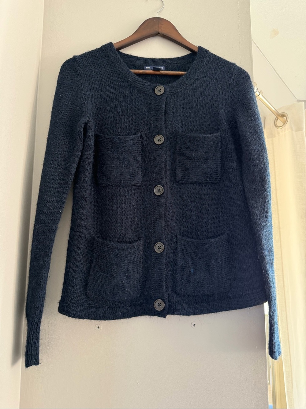 Gap Navy Alpaca Wool Button-Front Knit Cardigan Small